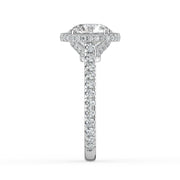 The Gemma Ring — Round Orbital Halo Cathedral with Pavé Band Lab-Grown Diamond Engagement Ring in White Gold | The Jewel Concierge
