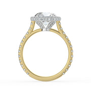 The Gemma Ring — Round Orbital Halo Cathedral with Pavé Band Lab-Grown Diamond Engagement Ring in Two-Tone Yellow and White Gold | The Jewel Concierge