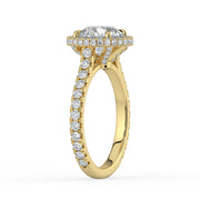 The Gemma Ring — Round Orbital Halo Cathedral with Pavé Band Lab-Grown Diamond Engagement Ring in Yellow Gold | The Jewel Concierge