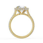 The Gemma Ring — Round Orbital Halo Cathedral with Pavé Band Lab-Grown Diamond Engagement Ring in Yellow Gold | The Jewel Concierge