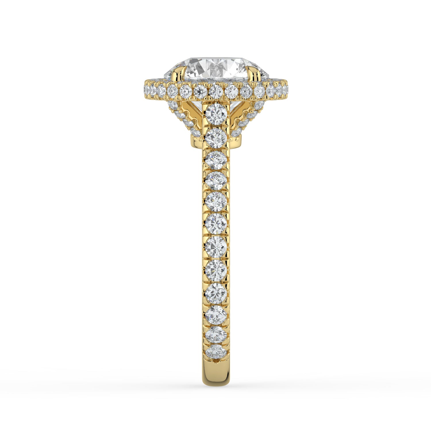 The Gemma Ring - Round Orbital Halo Cathedral with Pavé Band