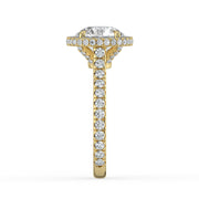 The Gemma Ring — Round Orbital Halo Cathedral with Pavé Band Lab-Grown Diamond Engagement Ring in Yellow Gold | The Jewel Concierge