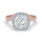 The Gemma Ring - Cushion Orbital Halo Cathedral with Pavé Band