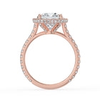 The Gemma Ring - Cushion Orbital Halo Cathedral with Pavé Band