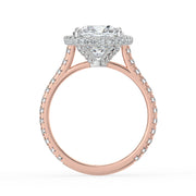 The Gemma Ring – Cushion Orbital Halo Cathedral with Pavé Band – The Jewel Concierge