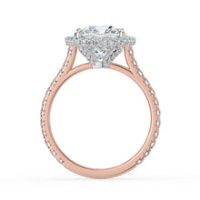 The Gemma Ring - Cushion Orbital Halo Cathedral with Pavé Band