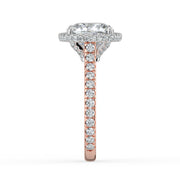 The Gemma Ring – Cushion Orbital Halo Cathedral with Pavé Band – The Jewel Concierge