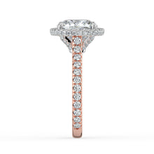The Gemma Ring - Cushion Orbital Halo Cathedral with Pavé Band