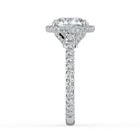 The Gemma Ring - Cushion Orbital Halo Cathedral with Pavé Band