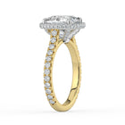 The Gemma Ring - Cushion Orbital Halo Cathedral with Pavé Band