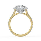 The Gemma Ring - Cushion Orbital Halo Cathedral with Pavé Band