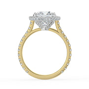 The Gemma Ring – Cushion Orbital Halo Cathedral with Pavé Band – The Jewel Concierge