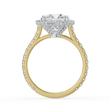 The Gemma Ring - Cushion Orbital Halo Cathedral with Pavé Band