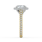 The Gemma Ring - Cushion Orbital Halo Cathedral with Pavé Band
