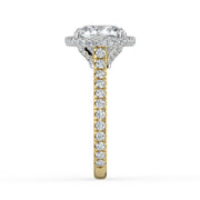 The Gemma Ring – Cushion Orbital Halo Cathedral with Pavé Band – The Jewel Concierge