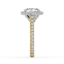 The Gemma Ring - Cushion Orbital Halo Cathedral with Pavé Band