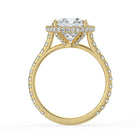 The Gemma Ring - Cushion Orbital Halo Cathedral with Pavé Band