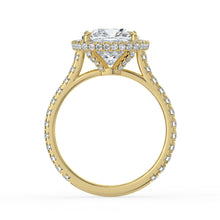 The Gemma Ring - Cushion Orbital Halo Cathedral with Pavé Band