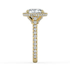 The Gemma Ring - Cushion Orbital Halo Cathedral with Pavé Band