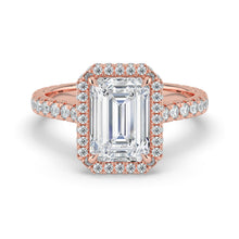 The Gemma Ring - Emerald Orbital Halo Cathedral with Pavé Band