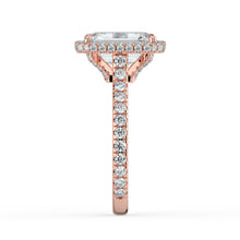 The Gemma Ring - Emerald Orbital Halo Cathedral with Pavé Band