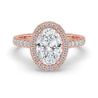 The Gemma Ring - Oval Orbital Halo Cathedral with Pavé Band