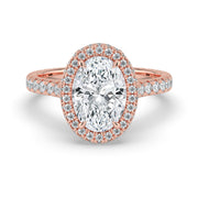 The Gemma Ring — Oval Orbital Halo Cathedral with Pavé Band Lab-Grown Diamond Engagement Ring in Rose Gold | The Jewel Concierge
