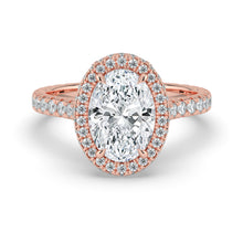 The Gemma Ring - Oval Orbital Halo Cathedral with Pavé Band