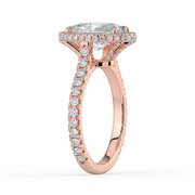 The Gemma Ring — Oval Orbital Halo Cathedral with Pavé Band Lab-Grown Diamond Engagement Ring in Rose Gold | The Jewel Concierge