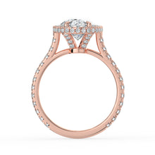 The Gemma Ring - Oval Orbital Halo Cathedral with Pavé Band