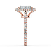 The Gemma Ring — Oval Orbital Halo Cathedral with Pavé Band Lab-Grown Diamond Engagement Ring in Rose Gold | The Jewel Concierge