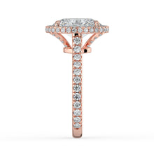The Gemma Ring - Oval Orbital Halo Cathedral with Pavé Band