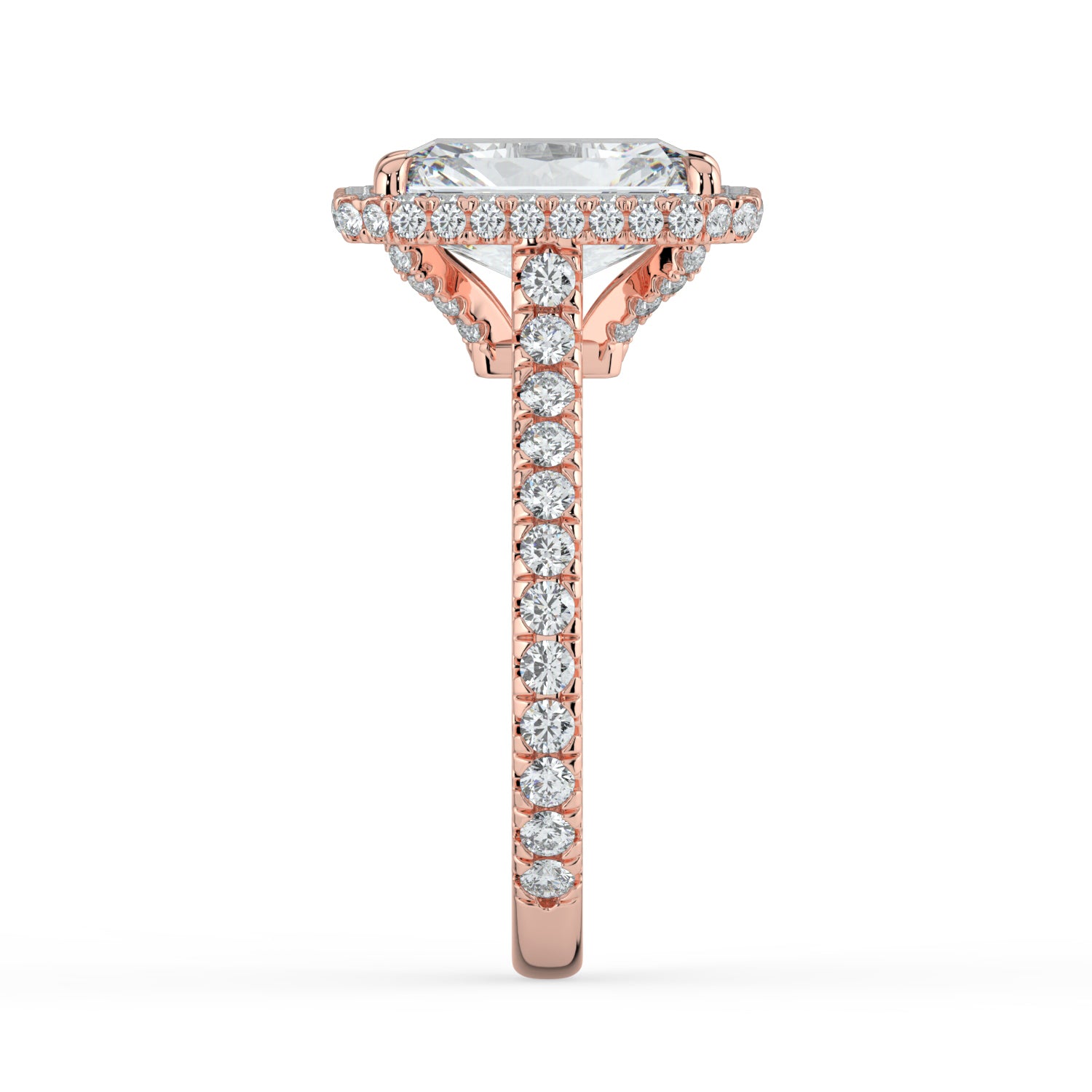The Gemma Ring - Radiant Orbital Halo Cathedral with Pavé Band