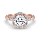 The Gemma Ring - Round Orbital Halo Cathedral with Pavé Band