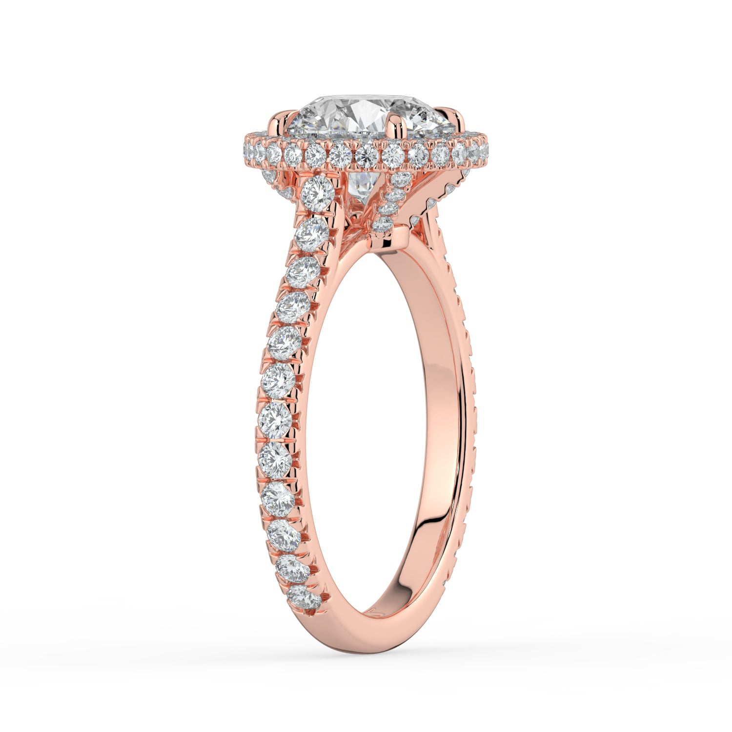 The Gemma Ring - Round Orbital Halo Cathedral with Pavé Band