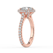 The Gemma Ring — Round Orbital Halo Cathedral with Pavé Band Lab-Grown Diamond Engagement Ring in Rose Gold | The Jewel Concierge