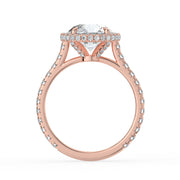 The Gemma Ring — Round Orbital Halo Cathedral with Pavé Band Lab-Grown Diamond Engagement Ring in Rose Gold | The Jewel Concierge