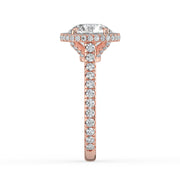 The Gemma Ring — Round Orbital Halo Cathedral with Pavé Band Lab-Grown Diamond Engagement Ring in Rose Gold | The Jewel Concierge