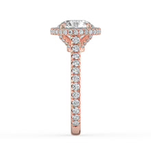 The Gemma Ring - Round Orbital Halo Cathedral with Pavé Band