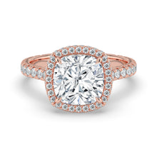 The Gemma Ring - Cushion Orbital Halo Cathedral with Pavé Band