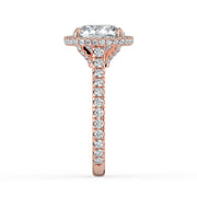 The Gemma Ring – Cushion Orbital Halo Cathedral with Pavé Band in Platinum – The Jewel Concierge