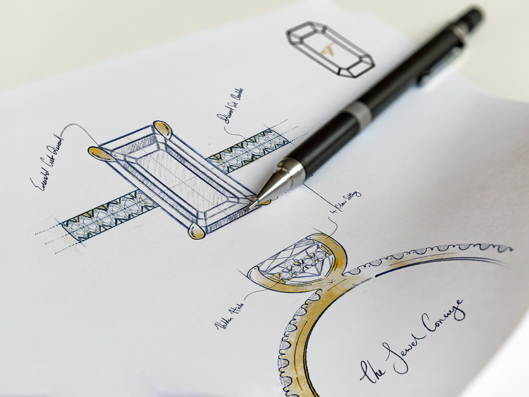 bespoke diamond engagement ring hand drawn and designed by The Jewel Concierge