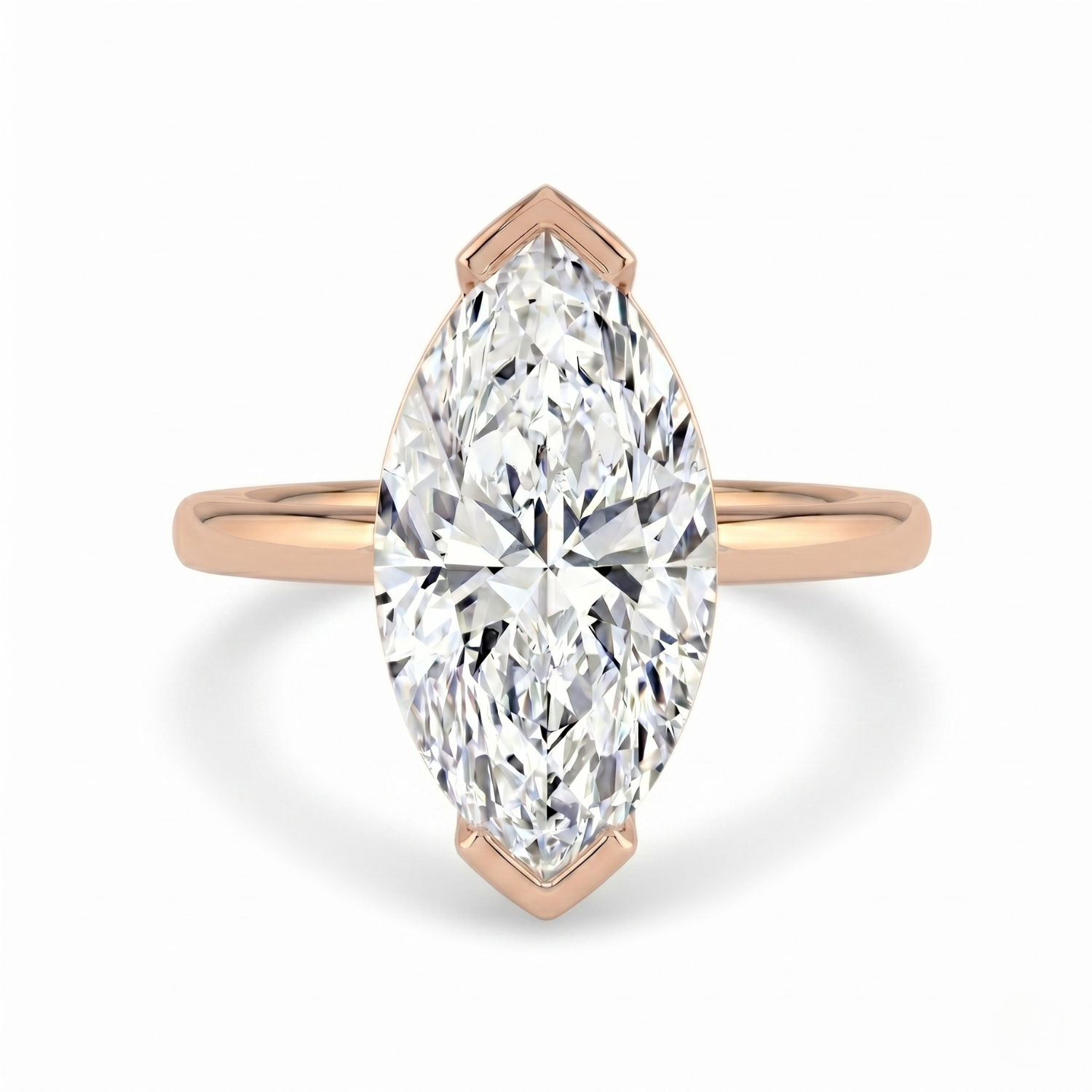 The Celine Ring – Marquise Half Bezel Solitaire in 18K Rose Gold – The Jewel Concierge