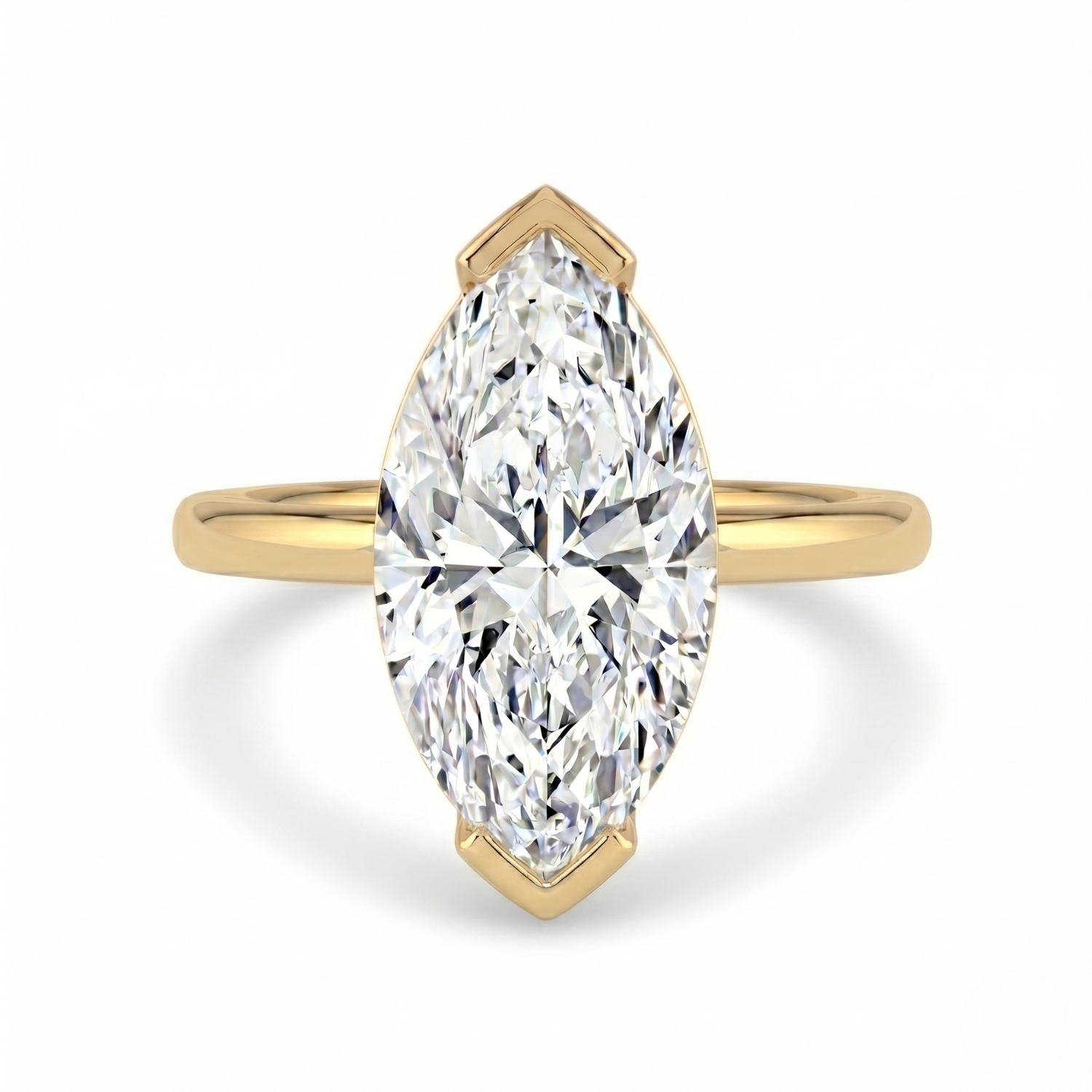The Celine Ring – Marquise Half Bezel Solitaire in 14K Yellow Gold – The Jewel Concierge
