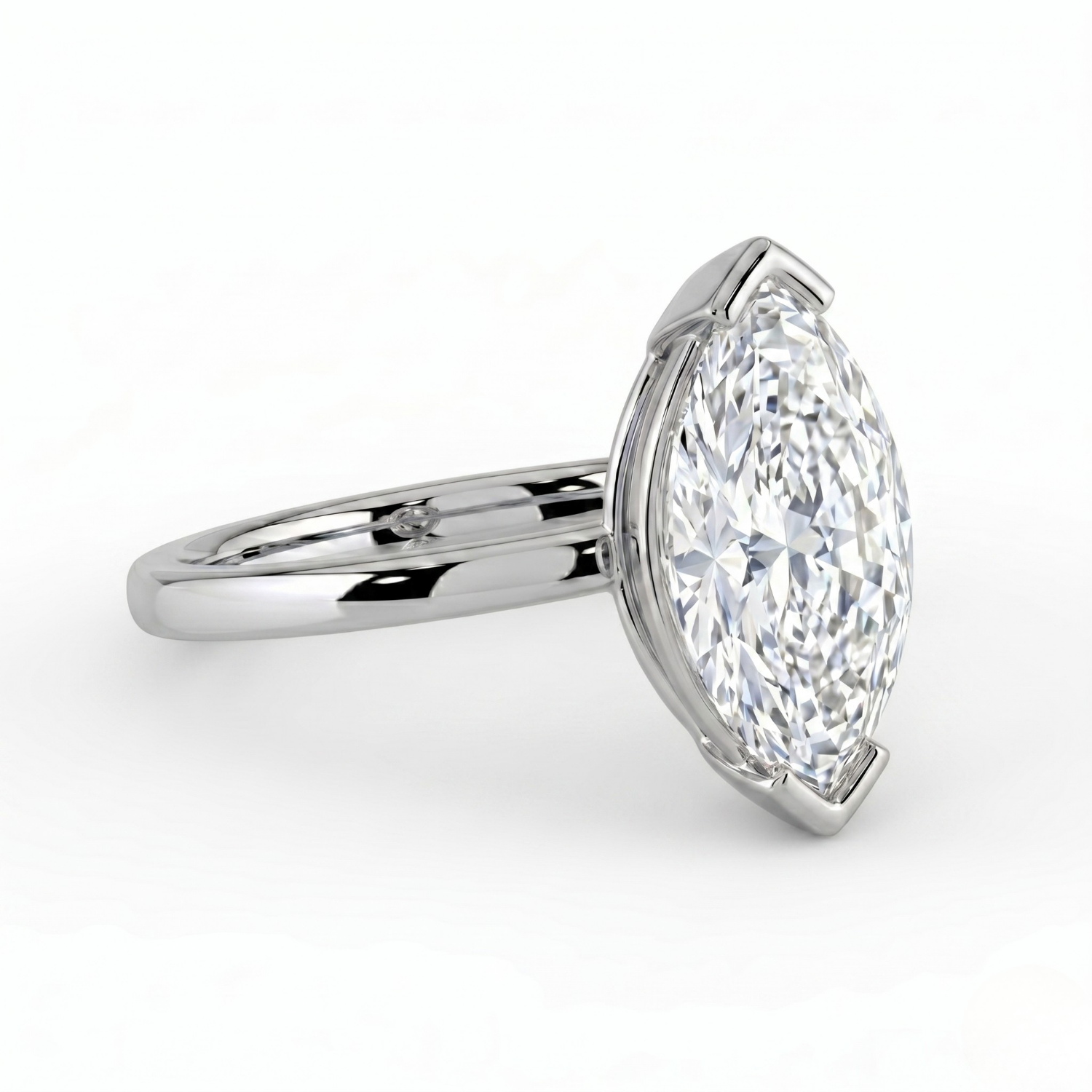 The Celine Ring – Marquise Half Bezel Solitaire in 18K Yellow Gold – The Jewel Concierge