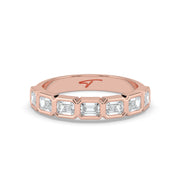 The Sara Ring - East West Emerald Bezel Set Half Eternity Band