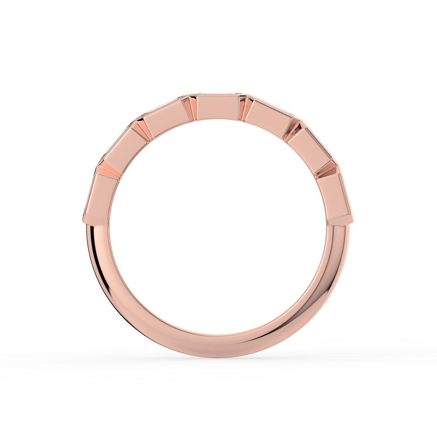 The Sara Ring - East West Emerald Bezel Set Half Eternity Band