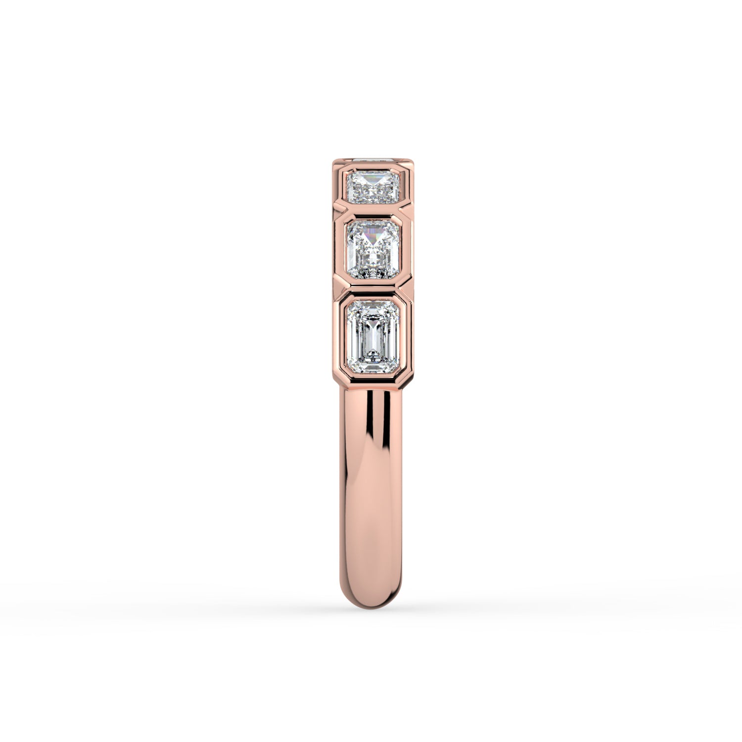 The Sara Ring - East West Emerald Bezel Set Half Eternity Band