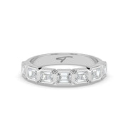 The Sara Ring - East West Emerald Bezel Set Half Eternity Band