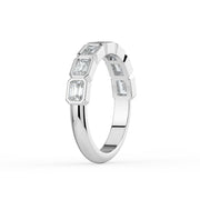 The Sara Ring - East West Emerald Bezel Set Half Eternity Band